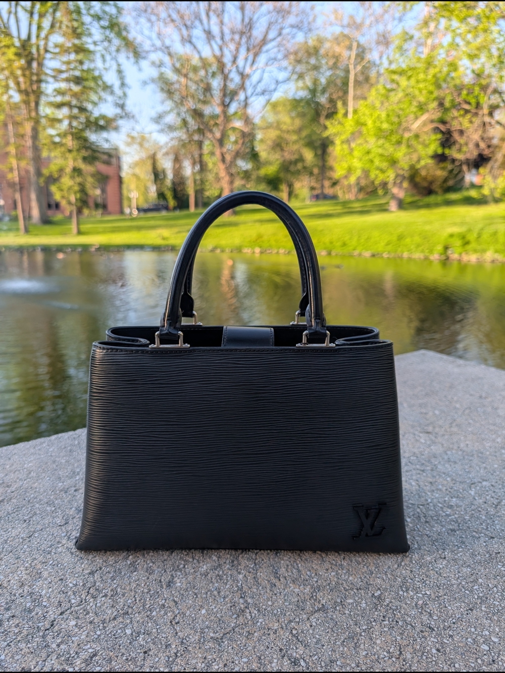 Louis Vuitton Black Epi Leather Handbag - Structured Top Handle